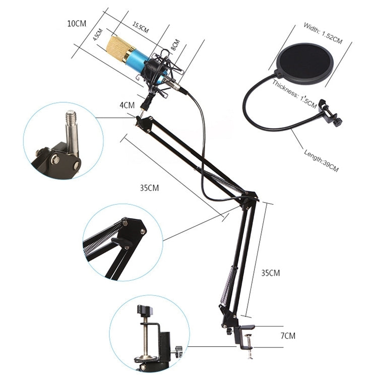 BM-800 Network K-Song Dedicated High-end Metal Shock Mount Microphone Set, BM800 Kit Black, BM800 Kit Pink, BM800 Kit Blue – TPU