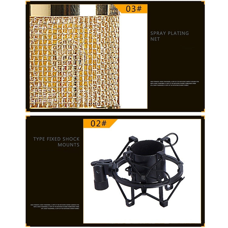 BM-800 Network K-Song Dedicated High-end Metal Shock Mount Microphone Set, BM800 Kit Black, BM800 Kit Pink, BM800 Kit Blue – TPU
