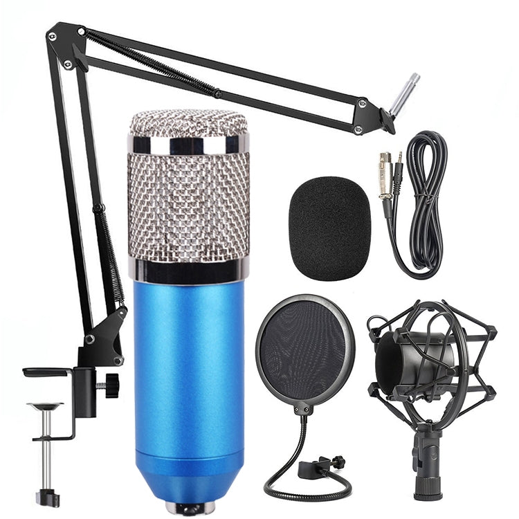 BM-800 Network K-Song Dedicated High-end Metal Shock Mount Microphone Set, BM800 Kit Black, BM800 Kit Pink, BM800 Kit Blue – TPU BM800 Kit Blue Blue