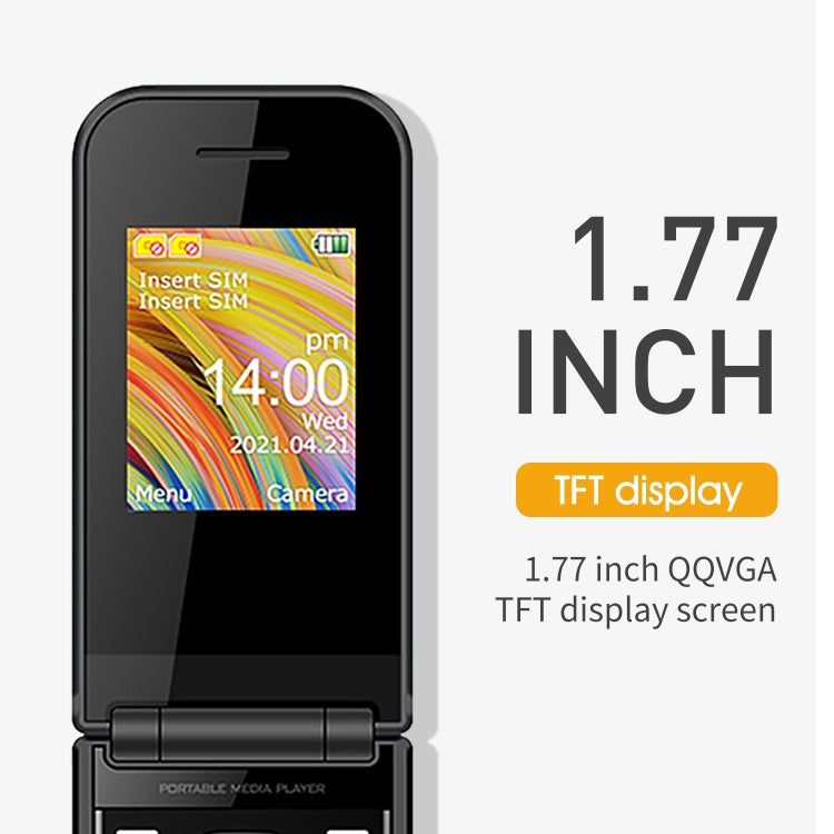 1.77 inch, SC6531E, Support Bluetooth, FM, GSM, Dual SIM – Flip, Bluetooth