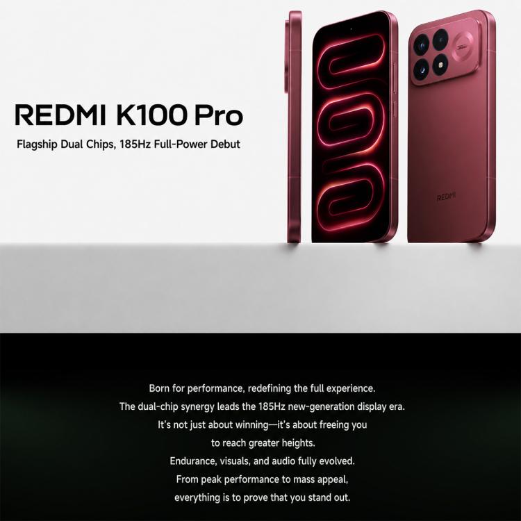 Xiaomi Redmi K100 Pro, 16GB+512GB, 6.59 inch Xiaomi HyperOS 3 Snapdragon 8 Elite V Series Octa Core, NFC, Network: 5G, 16GB+512GB – Card Slot, Fast Charging