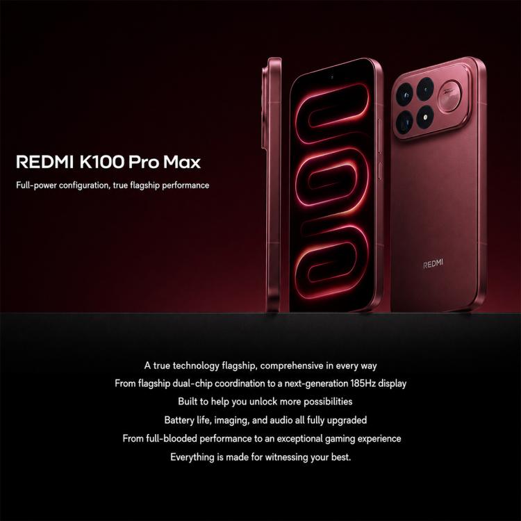 Xiaomi Redmi K100 Pro Max, 12GB+256GB, 6.9 inch Xiaomi HyperOS 3 Snapdragon 8 Elite Gen 5 Octa Core, NFC, Network: 5G, 12GB+256GB – Card Slot, Fast Charging