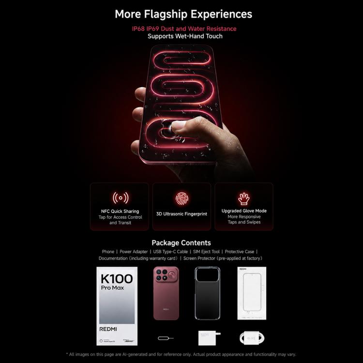 Xiaomi Redmi K100 Pro Max, 12GB+256GB, 6.9 inch Xiaomi HyperOS 3 Snapdragon 8 Elite Gen 5 Octa Core, NFC, Network: 5G, 12GB+256GB – Card Slot, Fast Charging