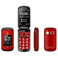 Mafam F899 Flip Phone, 2.4 inch, 32MB+32MB, Support FM, SOS, GSM, Family Number, Big Keys, Dual SIM, EU Plug, EU Plug EU Plug Red