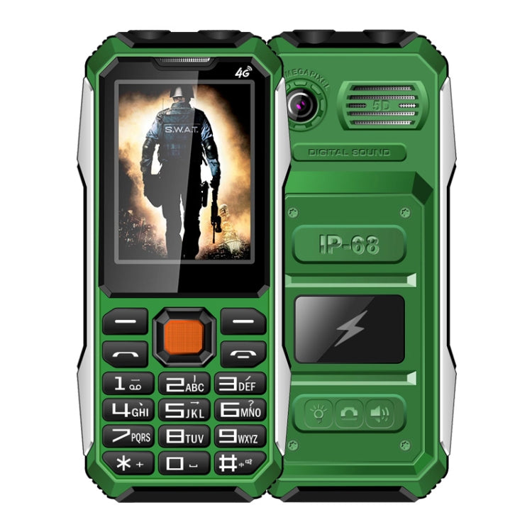 Waterproof Shockproof Dustproof, 6800mAh Battery, 2.4 inch, 21 Keys, Bluetooth, LED Flashlight, FM, SOS, Dual SIM, Network: 2G – Shockproof, Waterproof, Bluetooth Green