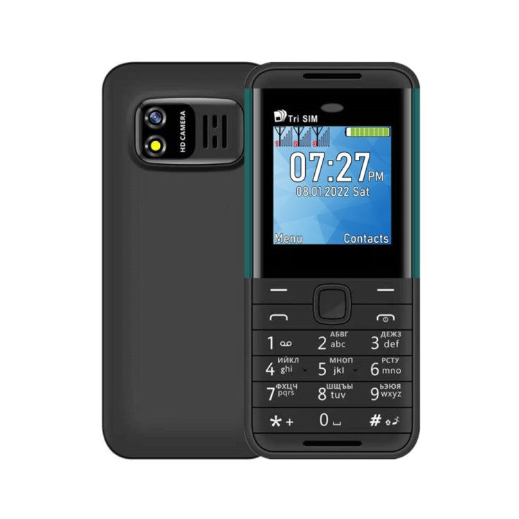 1.33 inch, MTK6261D, 21 Keys, Support Bluetooth, FM, Magic Sound, Auto Call Record, GSM, Triple SIM, Russian Key – Bluetooth Russian Key Black+green