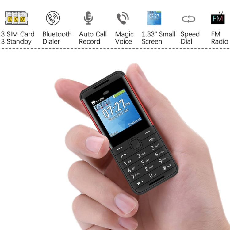 1.33 inch, MTK6261D, 21 Keys, Support Bluetooth, FM, Magic Sound, Auto Call Record, GSM, Triple SIM, Russian Key – Bluetooth