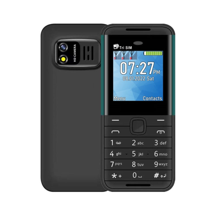 1.33 inch, MTK6261D, 21 Keys, Support Bluetooth, FM, Magic Sound, Auto Call Record, GSM, Triple SIM, English Key English Key Black+green