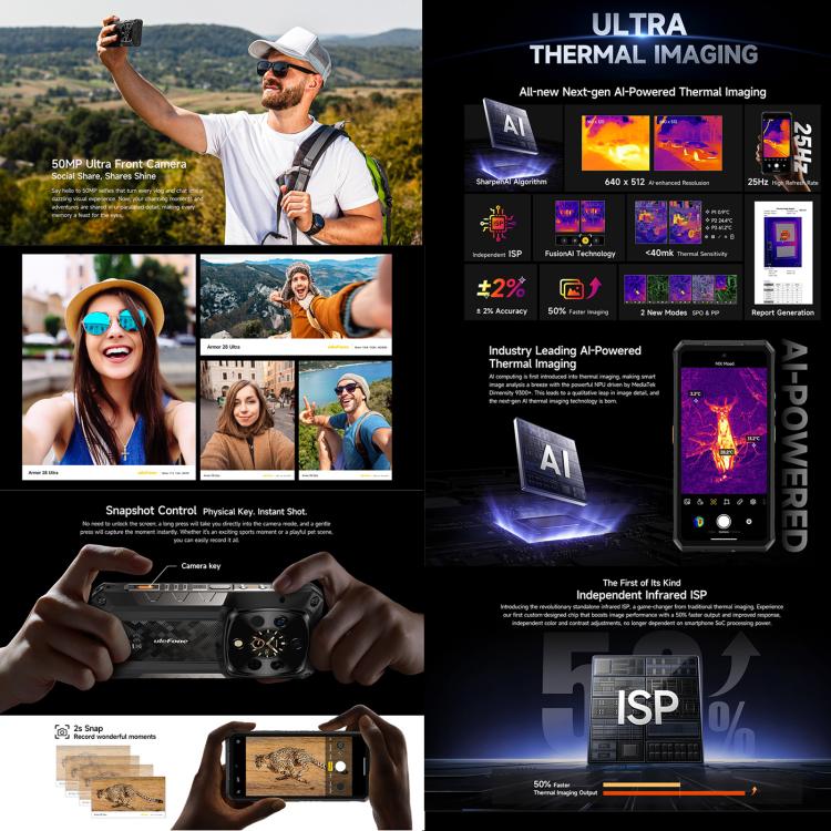 Ulefone Armor 28 UltraThermal Version Rugged Phone, 16GB+1TB, Night Vision, 10600mAh, 6.67 inch Android 14 MediaTek Dimensity 9300+ Octa Core, Network: 5G, NFC, Armor 28 Ultra Thermal Version – Lanyard, Magnetic, Card Slot