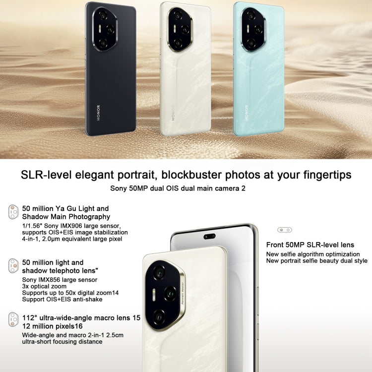 Honor 300 Pro, 12GB+256GB, Screen Fingerprint, 6.78 inch MagicOS 9.0 / Android 15 Snapdragon 8 Gen 3 Octa Core, Network: 5G, NFC, OTG, Not Support Google Play, Honor 300 Pro, 12GB+256GB – Fast Charging