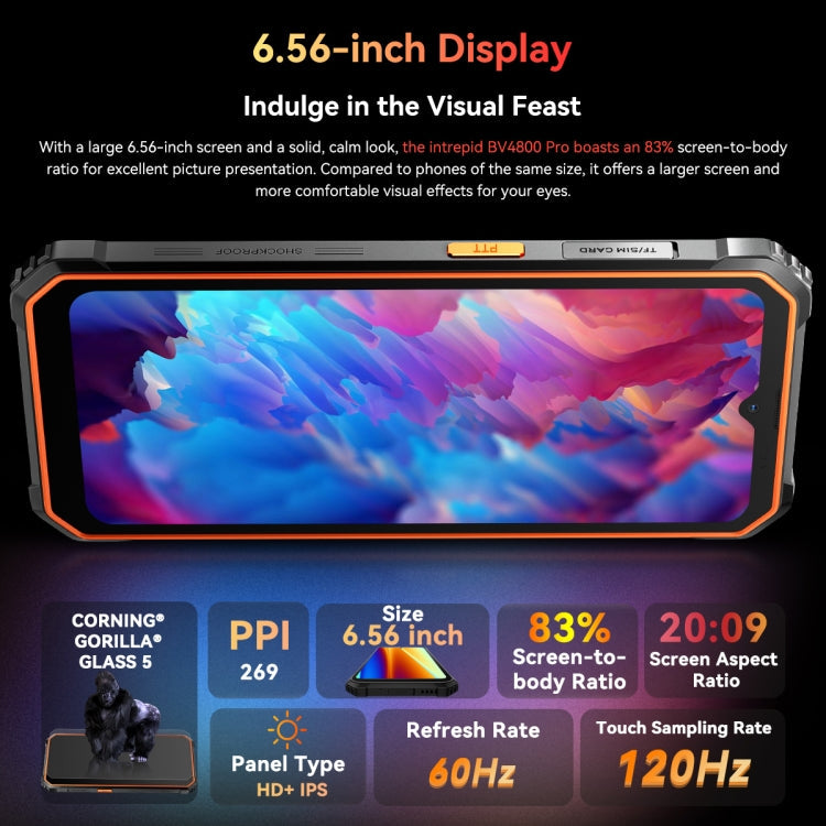 Blackview BV4800 Pro, 4GB+128GB, IP68/IP69K/MIL-STD-810H, 6.56 inch Android 14 Unisoc T606 Octa Core, Network: 4G, OTG – Shockproof, Waterproof, Bluetooth