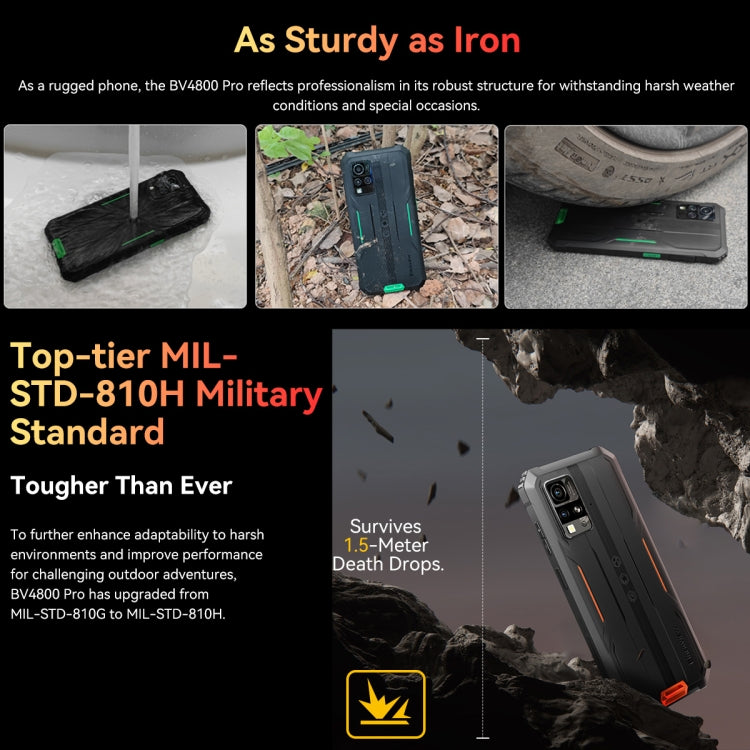 Blackview BV4800 Pro, 4GB+128GB, IP68/IP69K/MIL-STD-810H, 6.56 inch Android 14 Unisoc T606 Octa Core, Network: 4G, OTG – Shockproof, Waterproof, Bluetooth