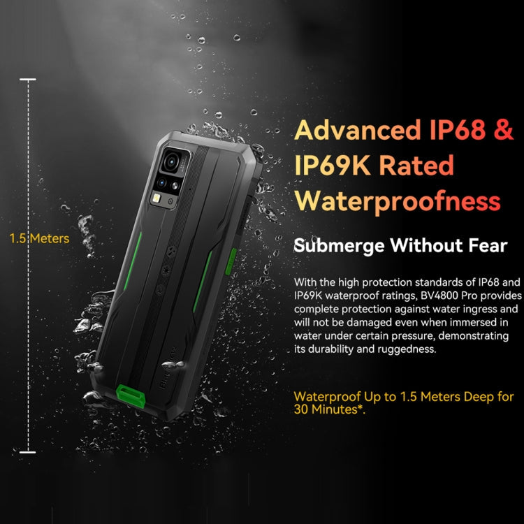 Blackview BV4800 Pro, 4GB+128GB, IP68/IP69K/MIL-STD-810H, 6.56 inch Android 14 Unisoc T606 Octa Core, Network: 4G, OTG – Shockproof, Waterproof, Bluetooth