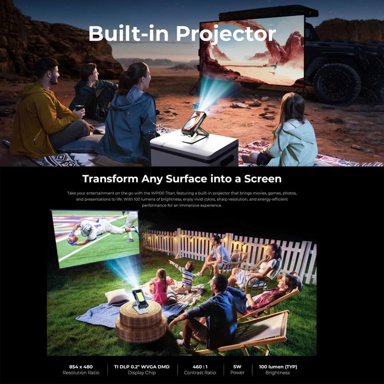 Oukitel WP100 TITAN 5G Projector Rugged Phone, 16GB+512GB, 200MP Camera, Fingerprint Identification, 6.8 inch Android 14 MediaTek Dimensity 7300 Octa Core, NFC, OTG, Network: 5G, WP100 TITAN – Durable Build, Easy to Use