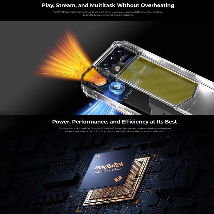 Oukitel WP100 TITAN 5G Projector Rugged Phone, 16GB+512GB, 200MP Camera, Fingerprint Identification, 6.8 inch Android 14 MediaTek Dimensity 7300 Octa Core, NFC, OTG, Network: 5G, WP100 TITAN – Durable Build, Easy to Use