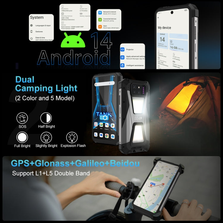 Unihertz 8849 Tank 3S Night Vision Projector Rugged Phone, 16GB+512GB, 6.79 inch Android 14 Dimensity 8200 Octa Core, Network: 5G, Tank 3S 16GB+512GB – Aluminum Alloy, TPU