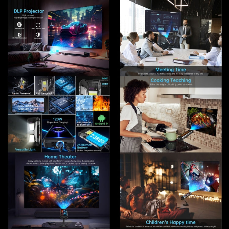 Unihertz 8849 Tank 2 Pro Night Vision Projector Rugged Phone, 12GB+256GB, 6.79 inch Android 14 MTK6789 Octa Core, Network: 4G – Aluminum Alloy, TPU