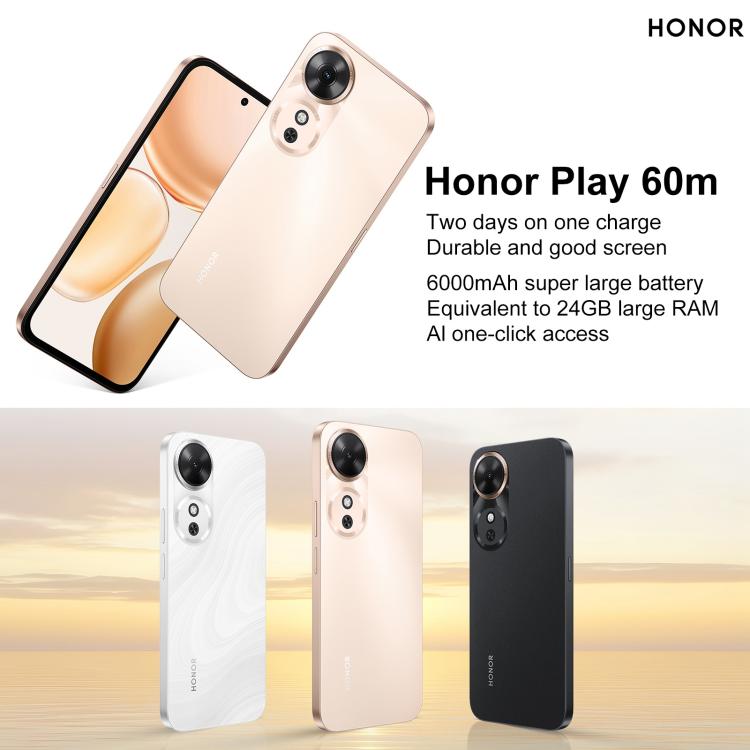 Honor Play 60m, 8GB+256GB, Side Fingerprint, 6.61 inch MagicOS 9.0 Dimensity 6300 Octa Core, Network: 5G, OTG, Play 60m, 8GB+256GB, 8GB+256GB