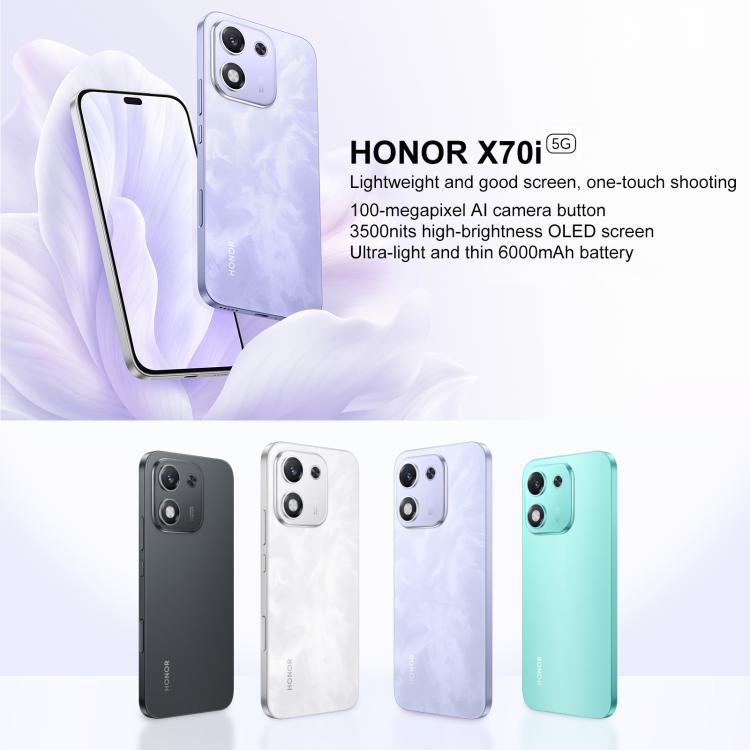 Honor X70i, 8GB+256GB, In-screen Fingerprint, 6.7 inch MagicOS 9.0 Android 15.0 Dimensity 7025 Ultra Octa Core, Network: 5G, OTG, NFC, 8GB+256GB