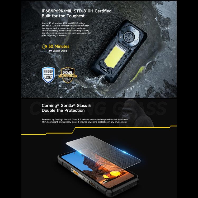 Ulefone Armor 30, 12GB+512GB, Night Vision, IP68/IP69K Rugged Phone, 6.95 inch Android 15 MediaTek Helio G100 Octa Core, Network: 4G, NFC, OTG, Armor 30 – Lanyard, Magnetic, Card Slot