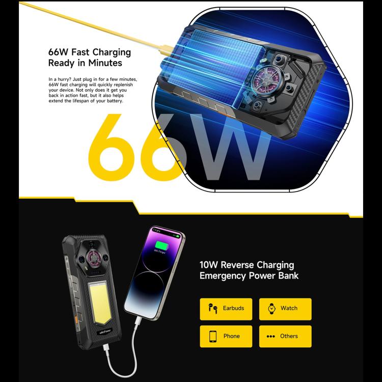 Ulefone Armor 30, 12GB+512GB, Night Vision, IP68/IP69K Rugged Phone, 6.95 inch Android 15 MediaTek Helio G100 Octa Core, Network: 4G, NFC, OTG, Armor 30 – Lanyard, Magnetic, Card Slot