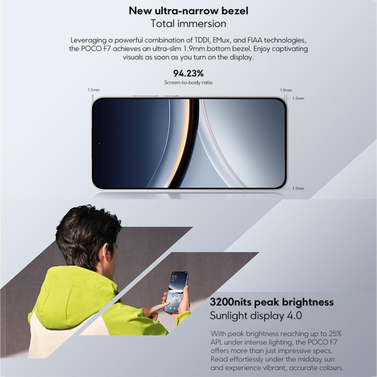 Xiaomi POCO F7 Global, 12GB+256GB, In-screen Fingerprint, 6.83 inch Xiaomi HyperOS 2 Snapdragon 8s Gen 4 Octa Core, NFC, Network: 5G, 12GB+256GB – Fast Charging