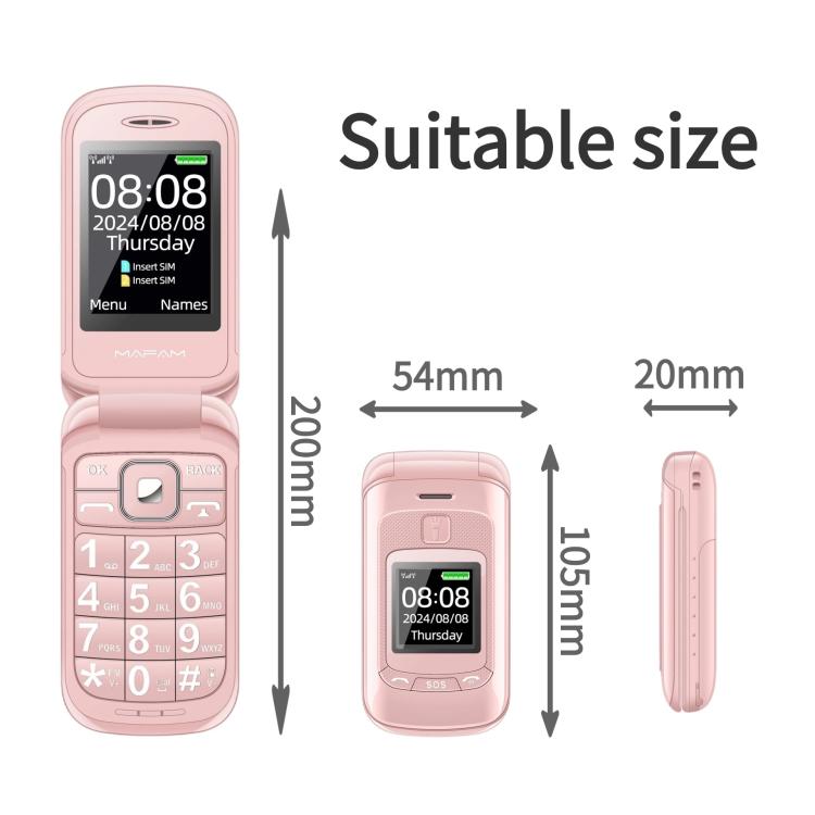Mafam F899 Flip Phone, 2.4 inch, 32MB+32MB, Support FM, SOS, GSM, Family Number, Big Keys, Dual SIM, US Plug, US Plug – Lanyard, Flip