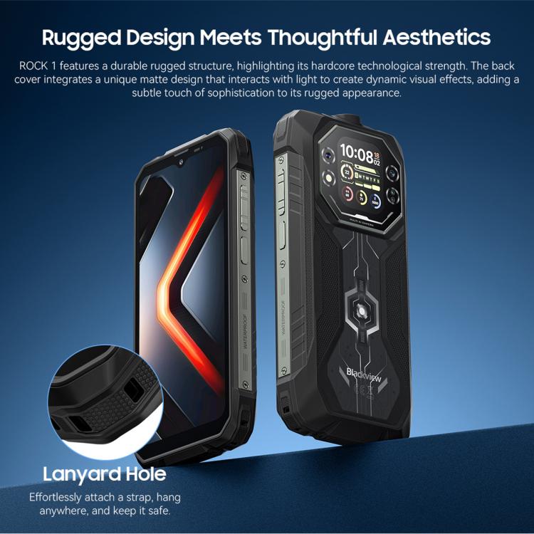 Blackview ROCK 1 Rugged Phone, 8GB+256GB, 6.56 inch Android 16 MT6769V/CB Helio G81 Octa Core, Network: 4G, OTG, NFC, ROCK 1 8GB+256GB – Magnetic