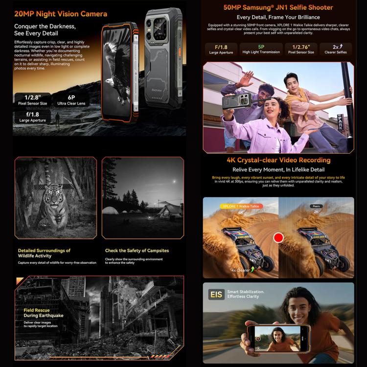 Blackview XPLORE 1 Walkie Talkie Rugged Phone, 12GB+256GB, 6.78 inch Android 15 Dimensity 7050 MT8791V/HZA Octa Core, Network: 5G, OTG, NFC, XPLORE 1 Walkie Talkie 12GB+256GB – Magnetic