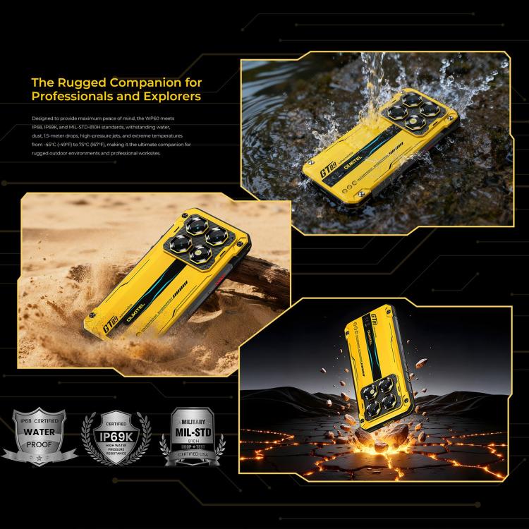 Oukitel WP60 Rugged Phone, 12GB+512GB, Night Vision, 108MP Camera, Side Fingerprint, 7.2 inch Android 15 MediaTek Dimensity 7025 Octa Core, NFC, OTG, Network: 5G, 12GB+512GB – Durable Build, Easy to Use