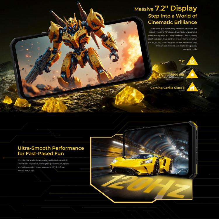 Oukitel WP60 Rugged Phone, 12GB+512GB, Night Vision, 108MP Camera, Side Fingerprint, 7.2 inch Android 15 MediaTek Dimensity 7025 Octa Core, NFC, OTG, Network: 5G, 12GB+512GB – Durable Build, Easy to Use