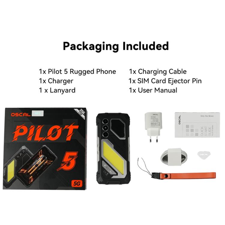 Blackview Oscal Pilot 5 5G Rugged Phone, 8GB+256GB, 6.67 inch Android 16 UMS9620 T8100 Octa Core, Network: 5G, OTG, NFC