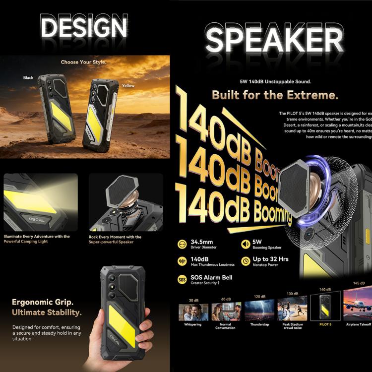 Blackview Oscal Pilot 5 5G Rugged Phone, 8GB+256GB, 6.67 inch Android 16 UMS9620 T8100 Octa Core, Network: 5G, OTG, NFC