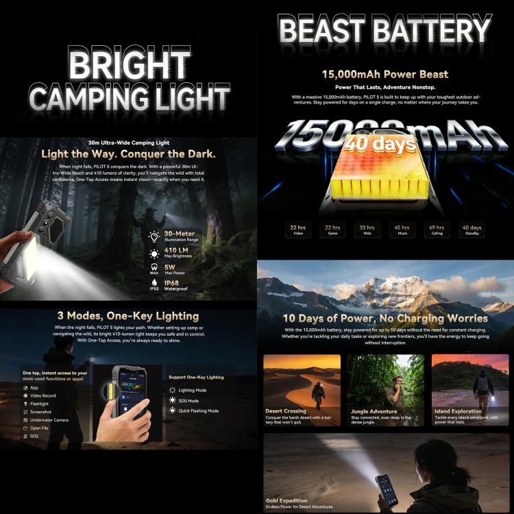 Blackview Oscal Pilot 5 5G Rugged Phone, 8GB+256GB, 6.67 inch Android 16 UMS9620 T8100 Octa Core, Network: 5G, OTG, NFC