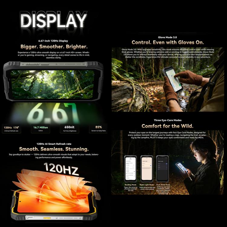 Blackview Oscal Pilot 5 5G Rugged Phone, 8GB+256GB, 6.67 inch Android 16 UMS9620 T8100 Octa Core, Network: 5G, OTG, NFC