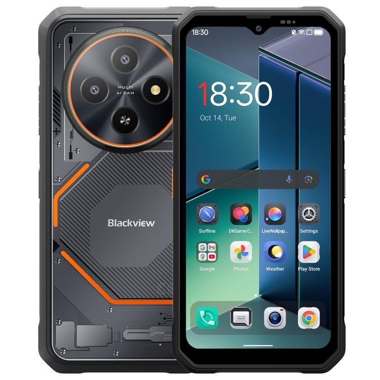 Blackview FORT 2 Rugged Phone, 8GB+128GB, 6.56 inch Android 15 MediaTek MT6769V/CB Helio G81 Octa Core, Network: 4G, OTG, NFC, 8GB+128GB 8GB+128GB Black
