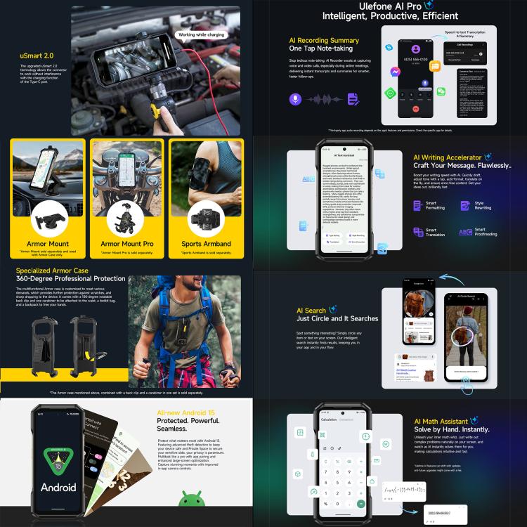 Ulefone Armor 27T Pro+ Rugged Phone, FLIR 3.5 Thermal Imaging, 12GB+256GB, Night Vision, 10600mAh, 6.78 inch Android 15 MediaTek Dimensity 6300 Octa Core, Network: 5G, NFC, Armor 27T Pro+ – Lanyard, Magnetic, Card Slot