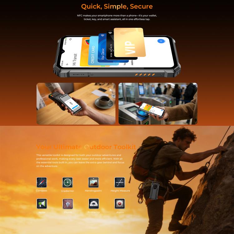 Oukitel G6 Rugged Phone, 4GB+128GB, Fingerprint Identification, 10600mAh Battery, 6.52 inch Android 16.0 Unisoc T615 Octa Core, NFC, OTG, Network: 4G, 4GB+128GB – Durable Build, Easy to Use