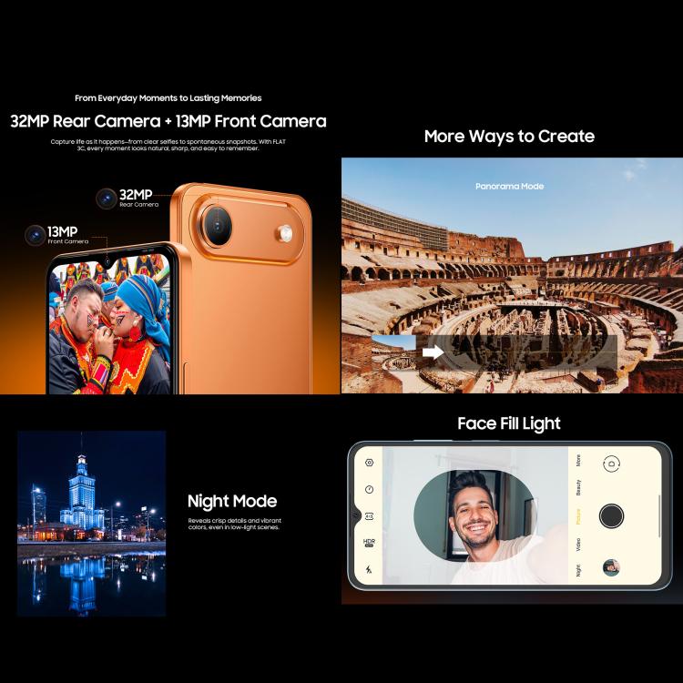 Blackview Oscal FLAT 3C, 4GB+64GB, 6.56 inch Android 16 Unisoc UMS312 T310 Quad Core, OTG, Network: 4G, 4GB+64GB
