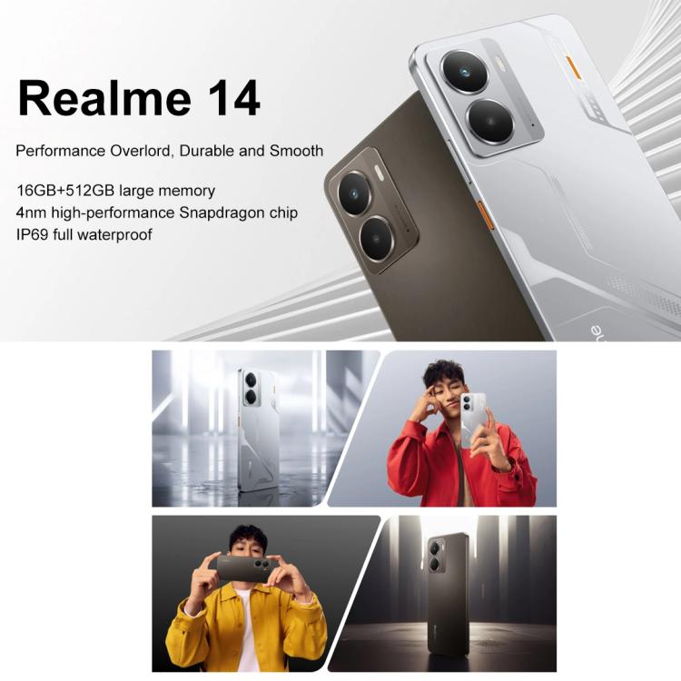 Realme 14, 16GB+256GB, Screen Fingerprint Identification, 6.67 inch Realme UI 6.0 Snapdragon 6 Gen 4 Octa Core, NFC, Network: 5G, 16GB+256GB – Magnetic, Fast Charging
