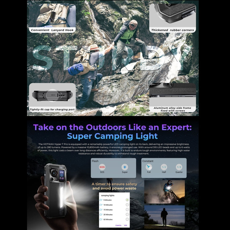 HOTWAV Hyper 7 Pro Rugged Phone, 16GB+256GB, 10800mAh, 6.6 inch Android 14 MediaTek Dimensity 7050 5G, Network: 5G, OTG, NFC – Magnetic, Aluminum Alloy