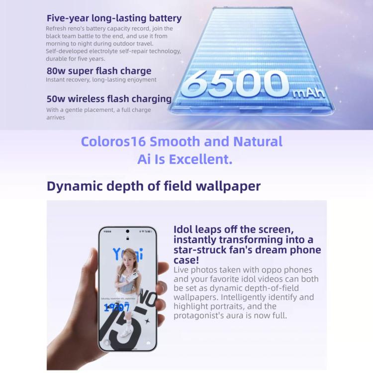 OPPO Reno15 Pro, 16GB+512GB, Screen Fingerprint, 6.78 inch ColorOS 16.0 MediaTek Dimensity 8450 Octa Core, NFC, OTG, Network: 5G, 16GB+1TB