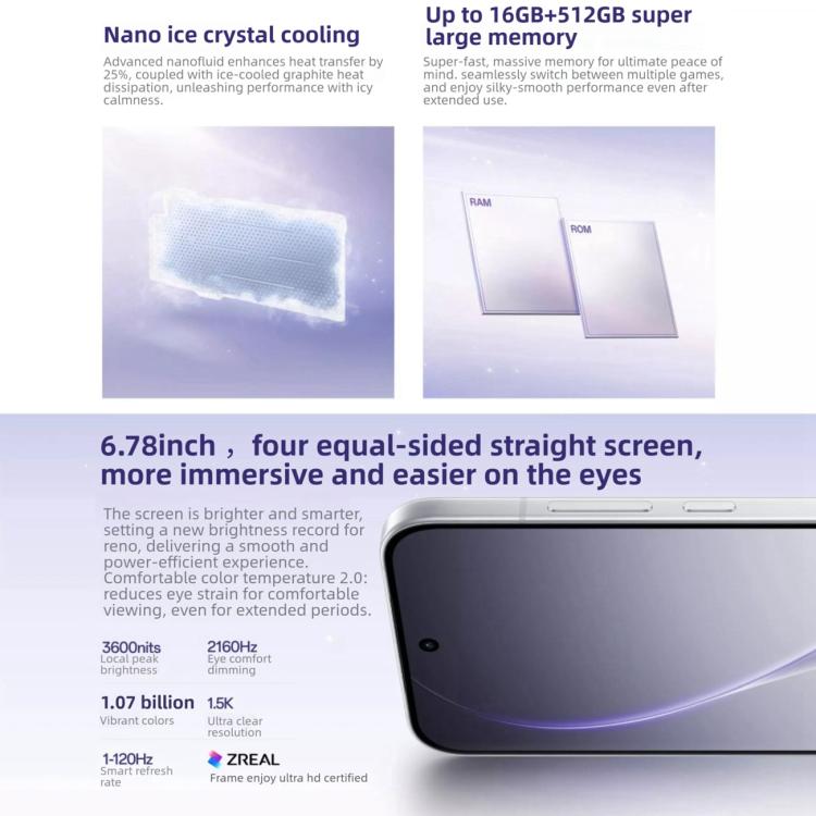 OPPO Reno15 Pro, 16GB+512GB, Screen Fingerprint, 6.78 inch ColorOS 16.0 MediaTek Dimensity 8450 Octa Core, NFC, OTG, Network: 5G, 16GB+512GB – Durable Build, Easy to Use