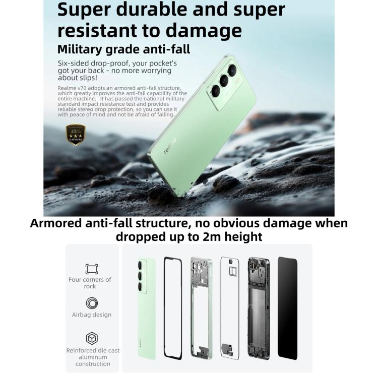 Realme V70, 12GB+256GB, 6.67 inch Realme UI 6.0 Android 15 Dimensity 6300 5G Octa Core, Network: 5G, 12GB+256GB – Magnetic, Fast Charging