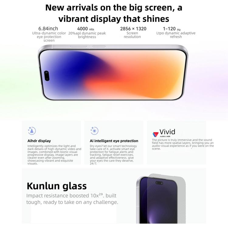 Huawei nova 15 Pro, 12GB+256GB, Side Fingerprint Identification, 6.84 inch HarmonyOS 6.0 Kirin 9010S Octa Cora, NFC, OTG, Not Support Google Play, 12GB+256GB – Durable Build, Easy to Use