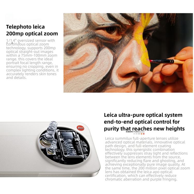 Xiaomi 17 Ultra By Leica, 16GB+512GB, 3D Ultrasonic Fingerprint, 6.9 inch Xiaomi HyperOS 3 Snapdragon 8 Elite Gen 5 Octa Core, NFC, Network: 5G, By Leica, 16GB+512GB