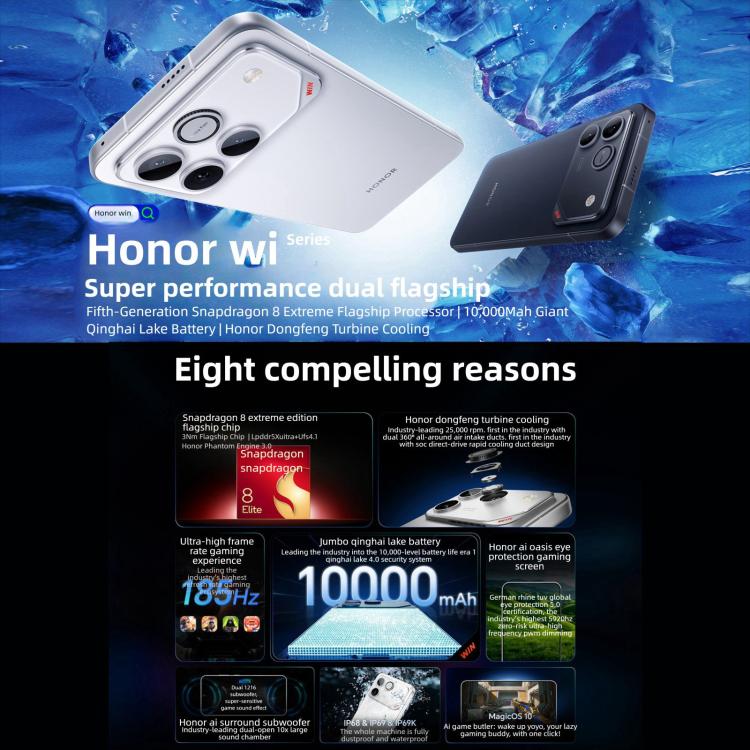 Honor WIN RT, 16GB+1TB, 3D Ultrasonic Fingerprint, 10000mAh Battery, 6.83 inch MagicOS 10.0 / Android 16 Snapdragon 8 Elite Octa Core, Network: 5G, NFC, OTG, 16GB+1TB – Fast Charging