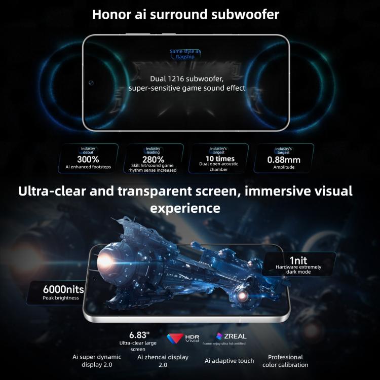 Honor WIN RT, 16GB+1TB, 3D Ultrasonic Fingerprint, 10000mAh Battery, 6.83 inch MagicOS 10.0 / Android 16 Snapdragon 8 Elite Octa Core, Network: 5G, NFC, OTG, 16GB+1TB – Fast Charging