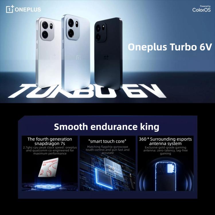 OnePlus Turbo 6V, 12GB+256GB, Screen Fingerprint Identification, 6.78 inch ColorOS 16.0 Snapdragon 7s Gen 4 Octa Core, NFC, Network: 5G, 12GB+256GB – Fast Charging