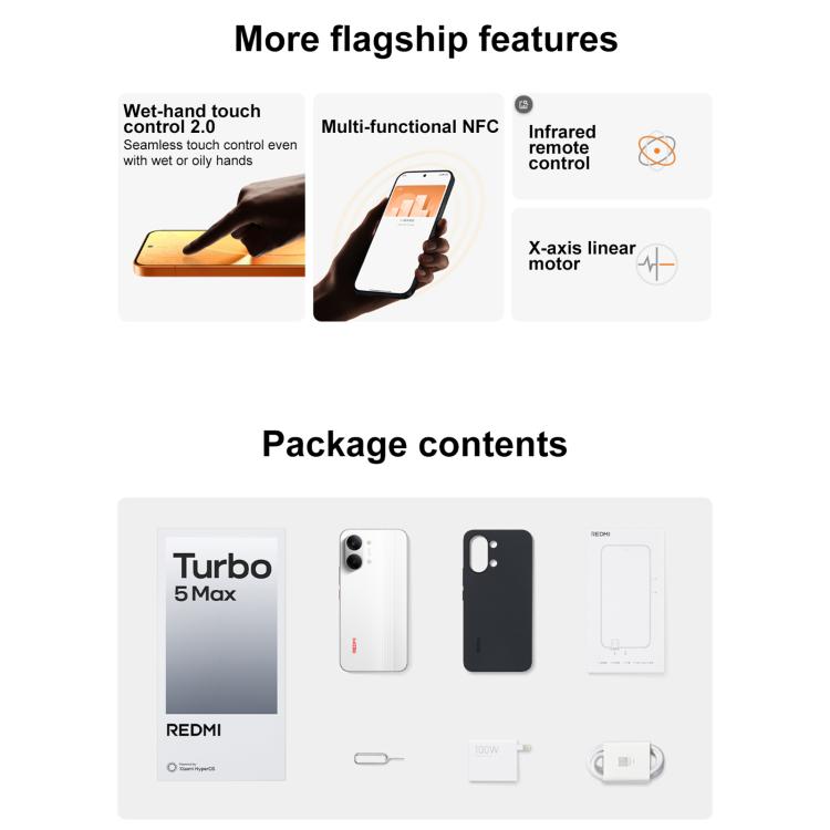 Xiaomi REDMI Turbo 5 Max, 16GB+256GB, 6.83 inch Xiaomi HyperOS 3 Dimensity 9500s Octa Core, NFC, Network: 5G, 16GB+256GB – Card Slot, Fast Charging